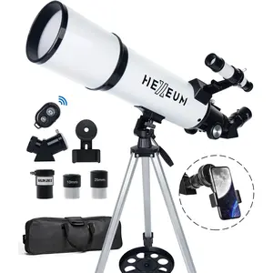 Telescope 80Mm Aperture 600Mm - Astronomical Portable Refracting Telescopes Fully Multi-Coated High Transmission Coatings AZ Mount with Tripod Phone Adapter, Wireless Control, Carrying Bag. HEXEUM