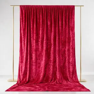 Red Crushed Velvet Backdrop Curtain – 5ft x 14ft Event Drape with Rod Pocket, Privacy Panel for Photo Booths & Events