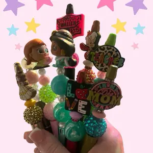 Mystery Beaded Pen with Colorful Beads and Unique Charms for Creative Writing and Office Use