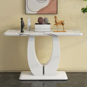 Modern Simple Glossy White Rectangular Counter Bar Table 47.24" x 18.11" x 29.52" For Living Room Bedroom Bedside Entrance House Balcony Office Bathroom. BT-1280 W1151S00487 On-Site