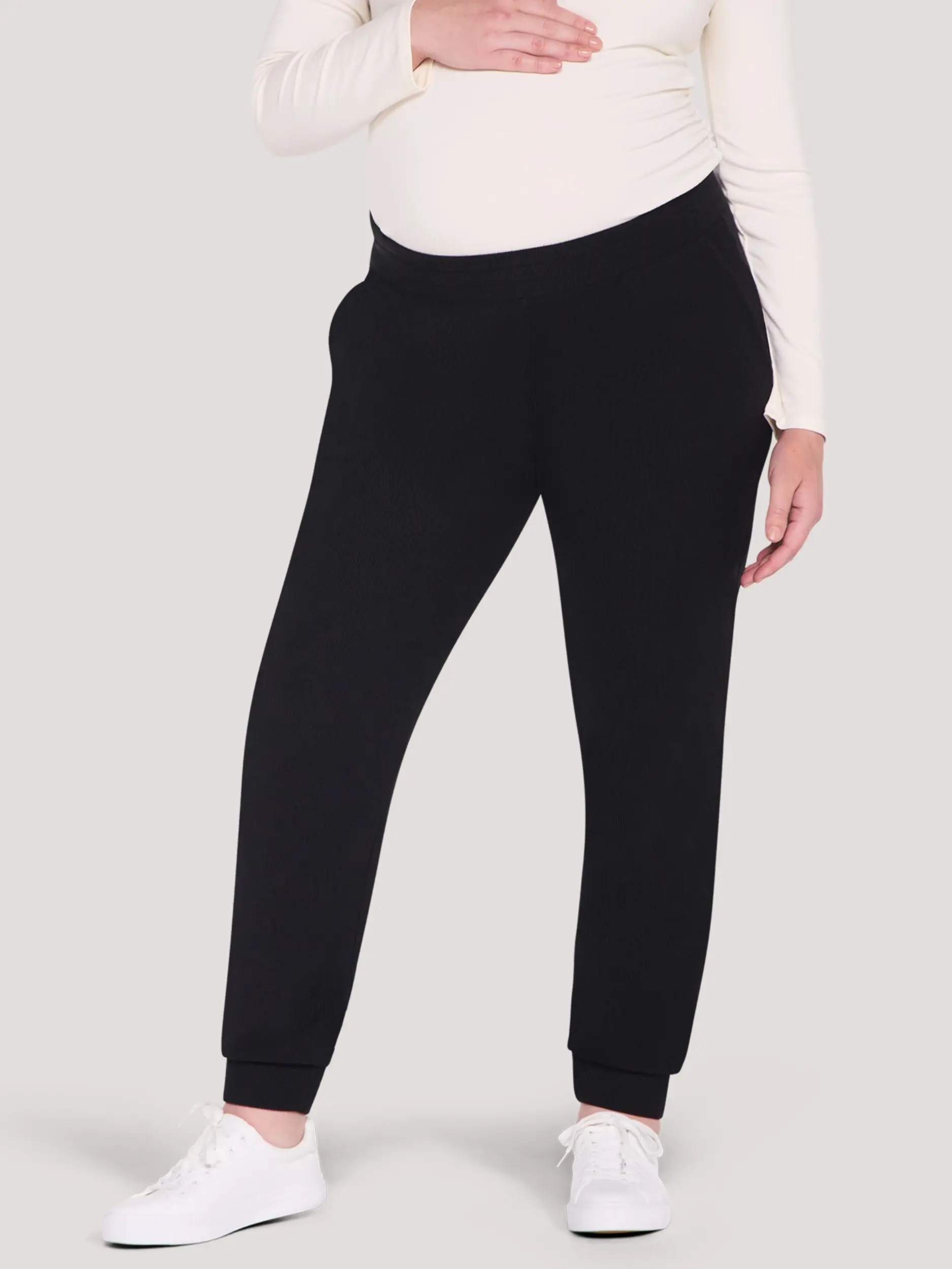 Motherhood Maternity Women's Under the Belly Relaxed Cozy Jogger, Pregnancy and Postpartum Pants