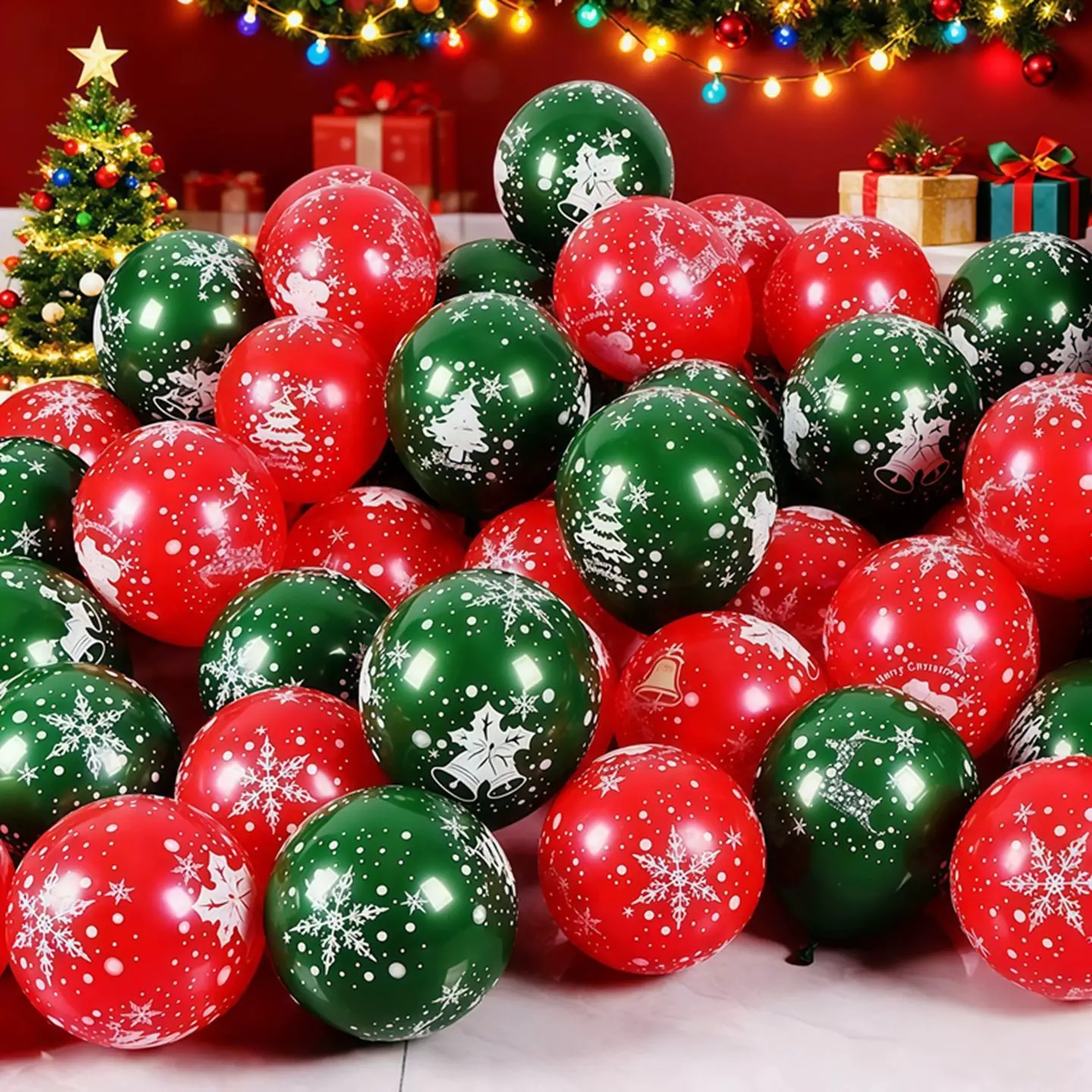 Christmas Party Atmosphere Enhancer, Thick 12 Inch Snowflake Print Balloons, Balloon Party Supplies, Perfect for Home Parties, Birthday Weddings, Store Displays