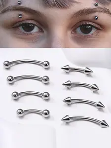 Stainless Steel Piercing Set, 8pcs Multi-Functional Body Piercings, Human Skull Inner Teeth Ball, Sharp Tip Barbell, Eyebrow Studs, Lip Pins, Tongue Rings, Ear Cartilage Jewelry