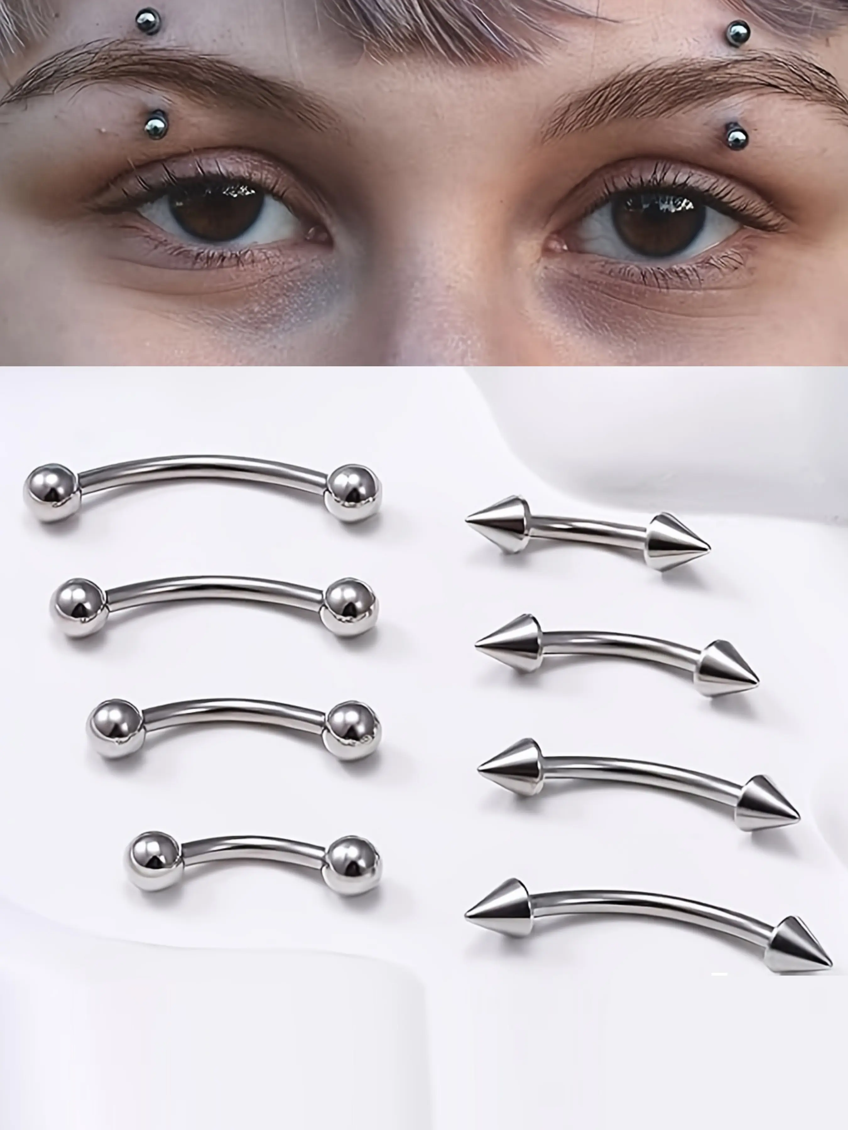 Stainless Steel Piercing Set, 8pcs Multi-Functional Body Piercings, Human Skull Inner Teeth Ball, Sharp Tip Barbell, Eyebrow Studs, Lip Pins, Tongue Rings, Mouth Jewelry, Ear Cartilage Jewelry