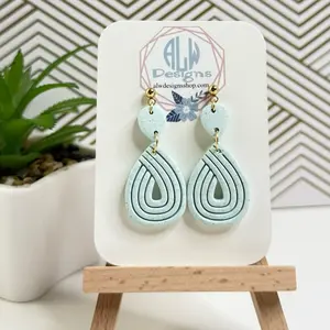 Boho Polymer Clay Dangle Earrings by ALWD Designs, Featuring Turquoise Color and Layered Design, Stylish and Elegant Accessory