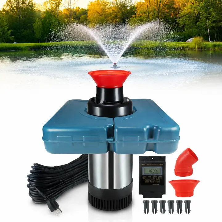 Goldlife 1HP 750W 110V Stainless Steel Floating Pond Fountain Aerator, Dual Nozzle Cascade Pump with 100ft Power Cord for Small to Large Ponds & Lakes Jet System
