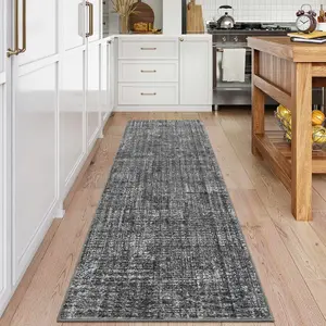 【GARVEE】Washable 2x6 Runner Rug Hallway Entryway, Solid Kitchen Runner Rugs, Non Slip Bathroom Rug for Bedroom, Soft Long Carpets for Entryway Bedside Laundry Dorm, Grey