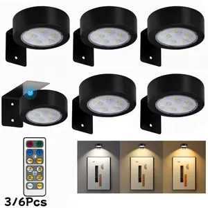 3/6pcs Battery Powered Dimmable Picture Light Magnetic Painting Lamp, 3 Lighting Modes, Remote Control, Adjustable Timer, Wireless Wall Decor Puck Light Adjustable Lights