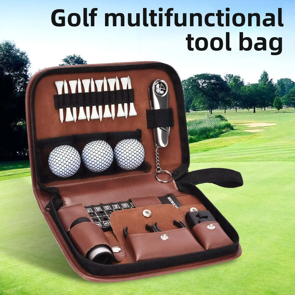 Multifunctional Outdoor Golf Storage Kit, All-In-1 Bag with Golf Accessories Including Balls, Tees and Scorecard Holder