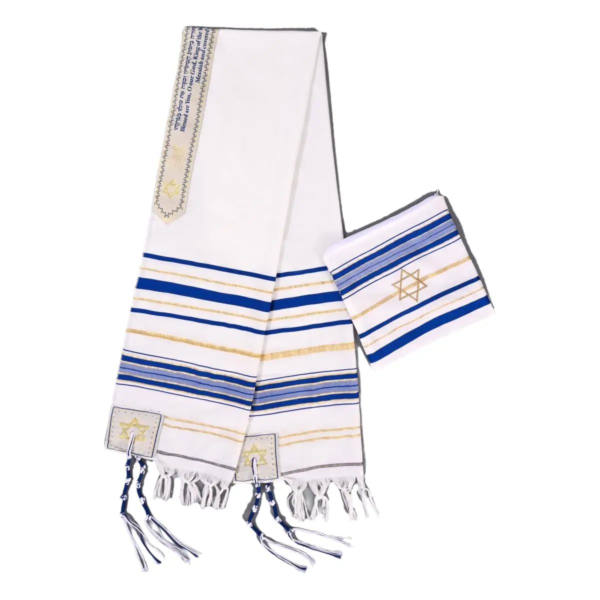 Blue Men's Prayer Shawl Scarf Jewish Tzitzit Tallit Cloth Rainbow Jerusalem Clothes Israel Design