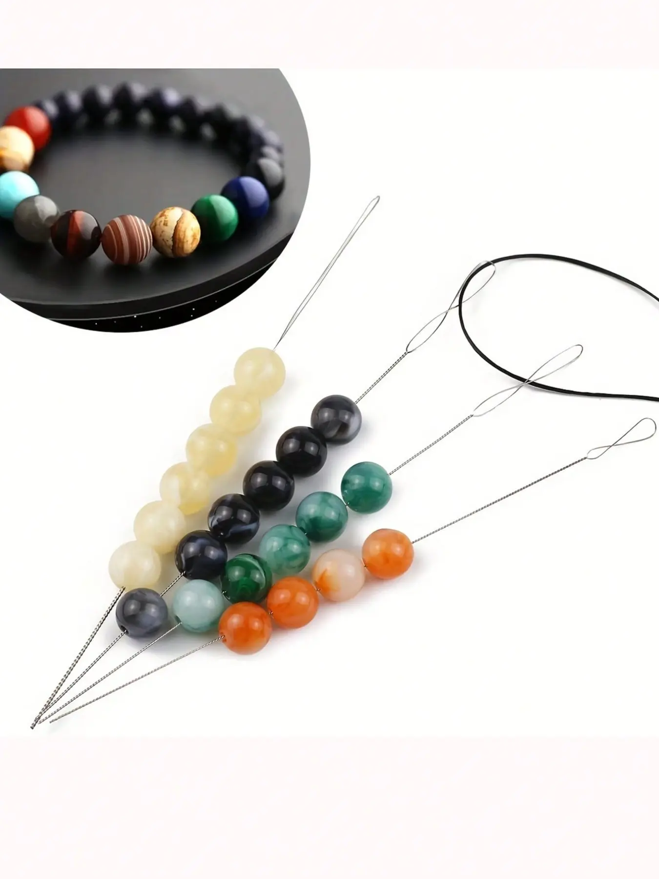 7 Piece Stainless Steel Bead Threader Needle Set, Bendable Needle Line Cable Design Beading Needles for DIY Jewelry Making and Bracelet Weaving Tools Kit