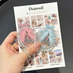 Princess Dream Fairy Castle Phone Grip, Aesthetic Pink & Blue Pastel Magsafe Holder, Magical Kingdom Griptok, Enchanted Bow & Frame Accessory, Cute Fantasy Kindle Reader Gift