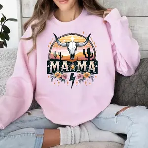 Aztec Mama Sweatshirt Crewneck Womenswear Hoodie Comfort Long Sleeve