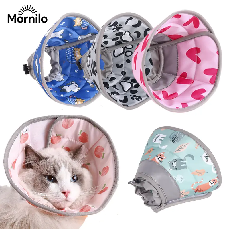Dog Recovery Collar, Cute Cartoon Print Elizabethan E-Collar for Dogs & Cats, Anti Licking Protective Pet Cone, Soft Pet Guard Collar for Spay Neuter After Surgery Recovery, Wound Protection & Post Surgery Care