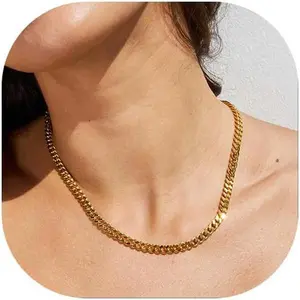 Gold Layered Necklaces for Women, Herringbone Snake Paperclip 14K Gold Plated Chain Choker Necklace Stack Dainty Cute Simple CZ/Pearl/Cross Pendant Necklace Set for Women Trendy Jewelry Gifts