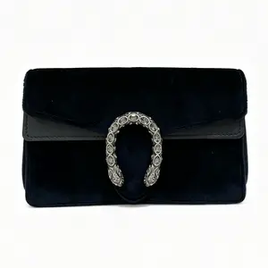 Pre-owned GUCCI Velvet Shoulder Bags Black Super Mini Dionysus nyc