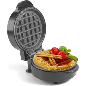 Mini 5 Inch Non-stick Waffle Maker Portable Pancake Machine Easy to Clean Makes Belgian Waffles in Minutes for Kids Black