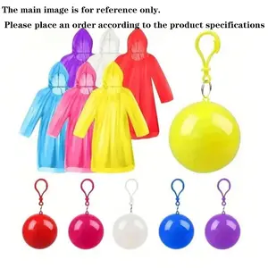 4 Pack Multi-Color Emergency Waterproof Adult Rain Poncho with Keychain Ball, Lightweight Rain Coat, Ideal for Camping, Outdoor Activities, Hiking & Theme Parks, Rain Coat