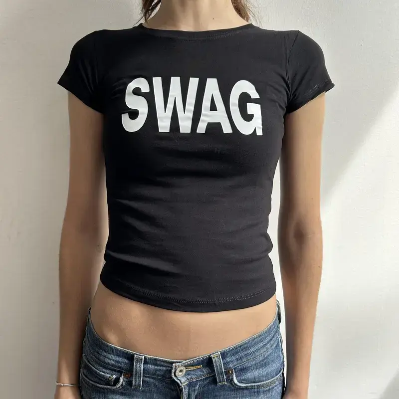 Swag Baby Tee, Minimalist Statement Graphic Y2K Streetwear Top, Pinterest Trendy Baby Tee
