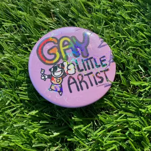 Gay Little Artist Holographic Button