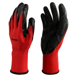 24 Pairs Coated Nylon Safety Work Gloves, Latex & Nitrile Grip, Knit Wrist for Men & Women