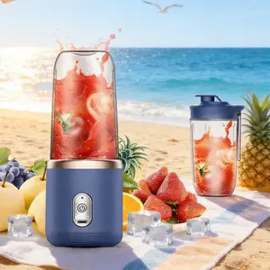 Portable 13oz (0.385l) USB Rechargeable Cordless Mini Blender, Personal Size with Powerful Motor for Smoothies, Shakes, Crushed Ice, Up to 30 Mins per Charge, Easy-Clean Detachable Design, Durable ABS & Stainless Steel Blades - On-the-Go, Home Use