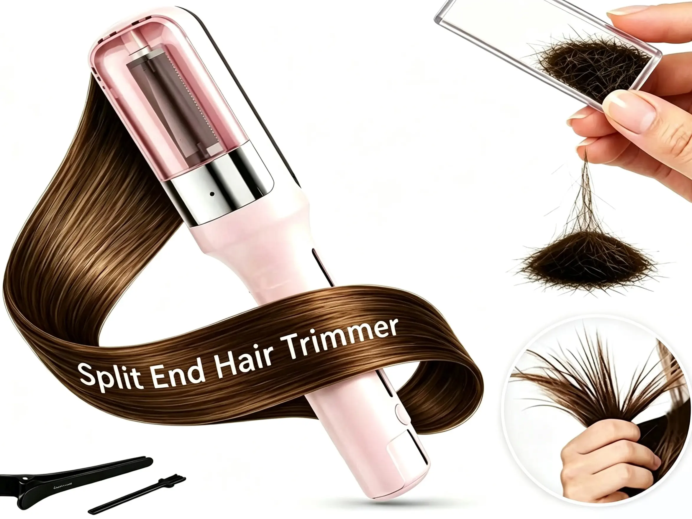 Split End Hair Trimmer for Women, Cordless Rechargeable Home Tool Hair Clipper, Removes Damaged Hair Without Changing Length, Type C Charging, Portable Hair Care Styling Tool