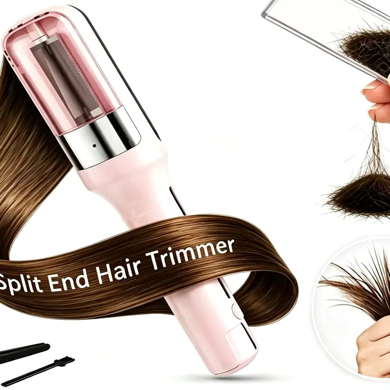 Women's Wireless Split End Trimmer - Type-C Charging Cordless Rechargeable Hair Care Tool with Built-In Battery, Portable Damaged Strand Remover Without Length Change, Includes Cleaning Brush for Healthier-Looking Hair, Ideal Gift for Friends