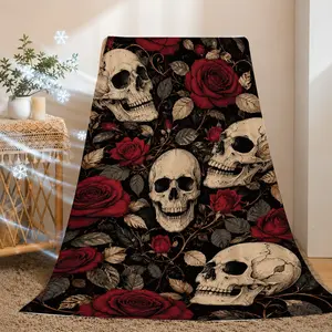 1pc Rose Print Pattern Summer Cooling Throw Blanket, Q-Max 0.35 Ultra Soft Ice Silk, Lightweight Breathable Portable Cover, Ideal for Home, Office, Travel, Cozy Cooling Blanket