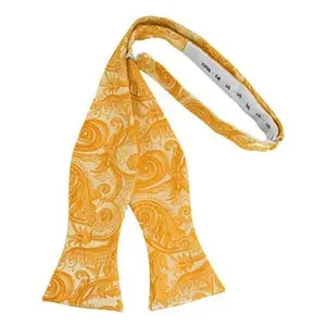 Tangerine Tapestry Paisley Self Bow Tie