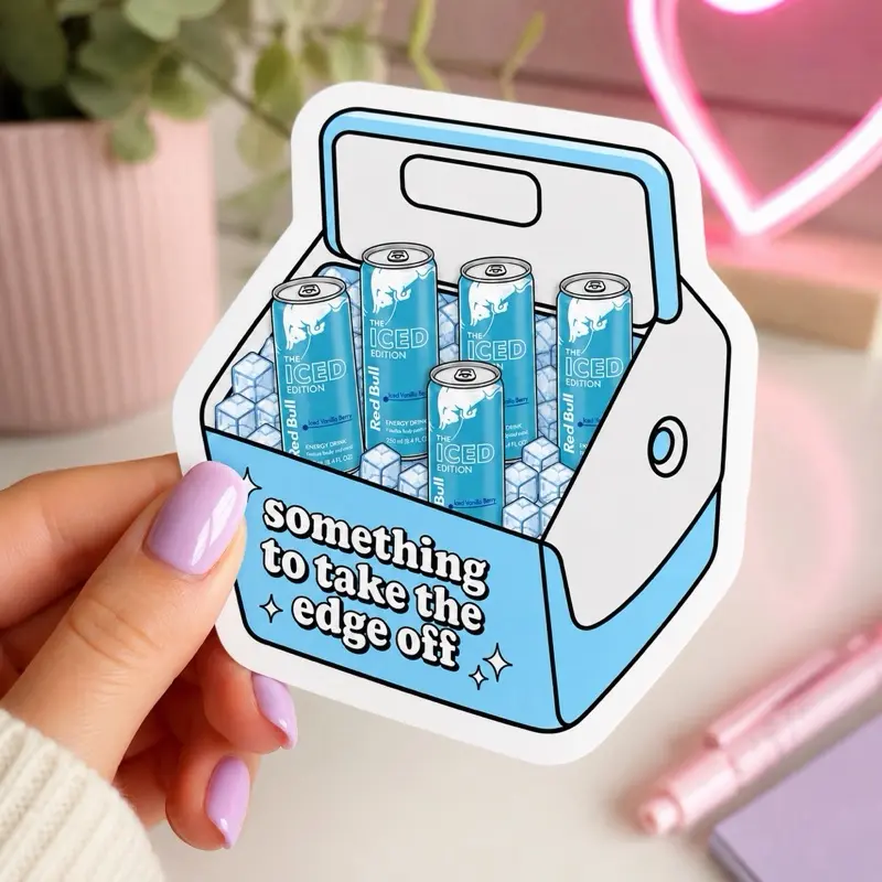Vanilla Berry Red Bull Sticker | Funny Energy Drink Sticker | Vanilla Berry Aesthetic Decal | Cute Blue Cooler Sticker