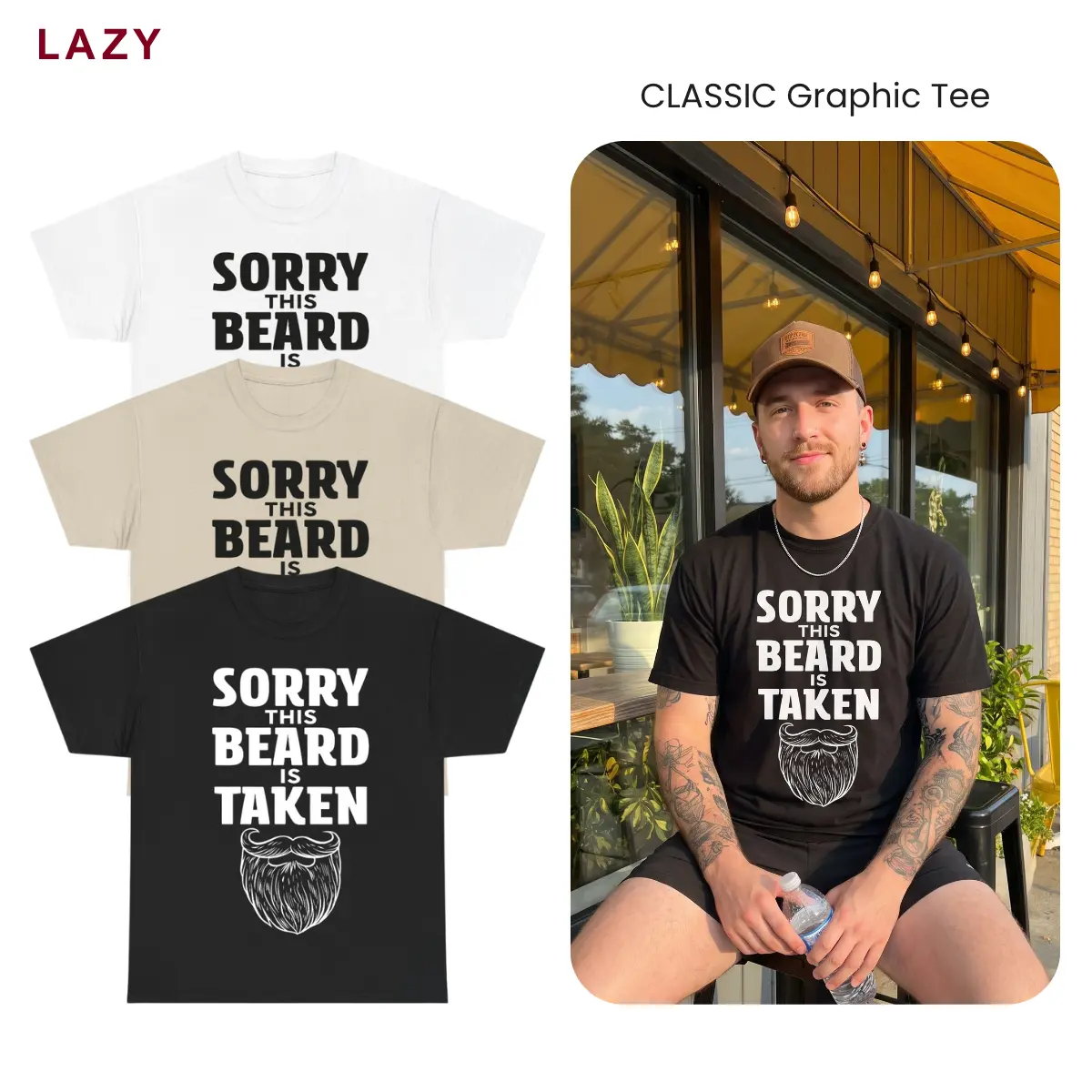 Sorry This Beard Is Taken T-Shirt, Funny Beard Graphic Tee, Men's Beard Lover Shirt, Husband Gift, Dad Humor Tee, Casual Cotton T-Shirt
