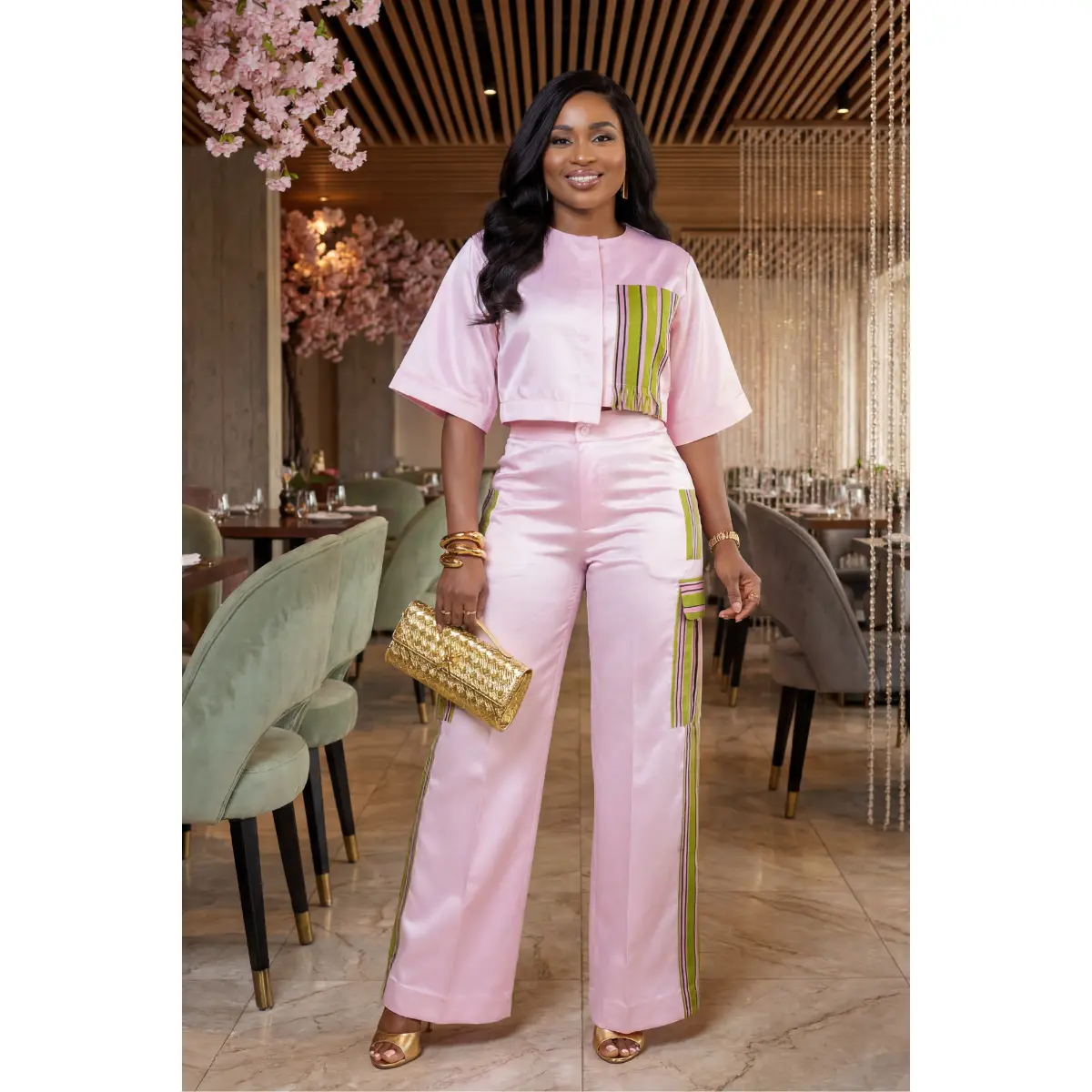 Allyson Luxe Pants Set | Blush Pink