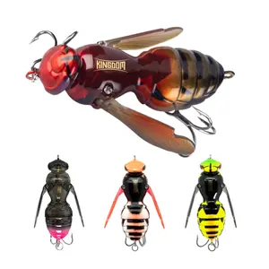 Fishing Lures, 4-Piece Wasp Topwater Lures for Bass,Walleye, and Pike, New Hornet Style, Wasp Style Crawling Lure for Freshwater & Saltwater Realistic Insect Design Noisy Splash Action Floating Bass Trout Fishing Baits