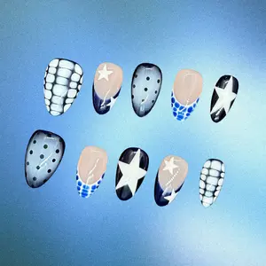 Bling by Allie STARRY GRID  - 100% Handmade Press-On Nails | Resusable, Salon Quality, Long Lasting