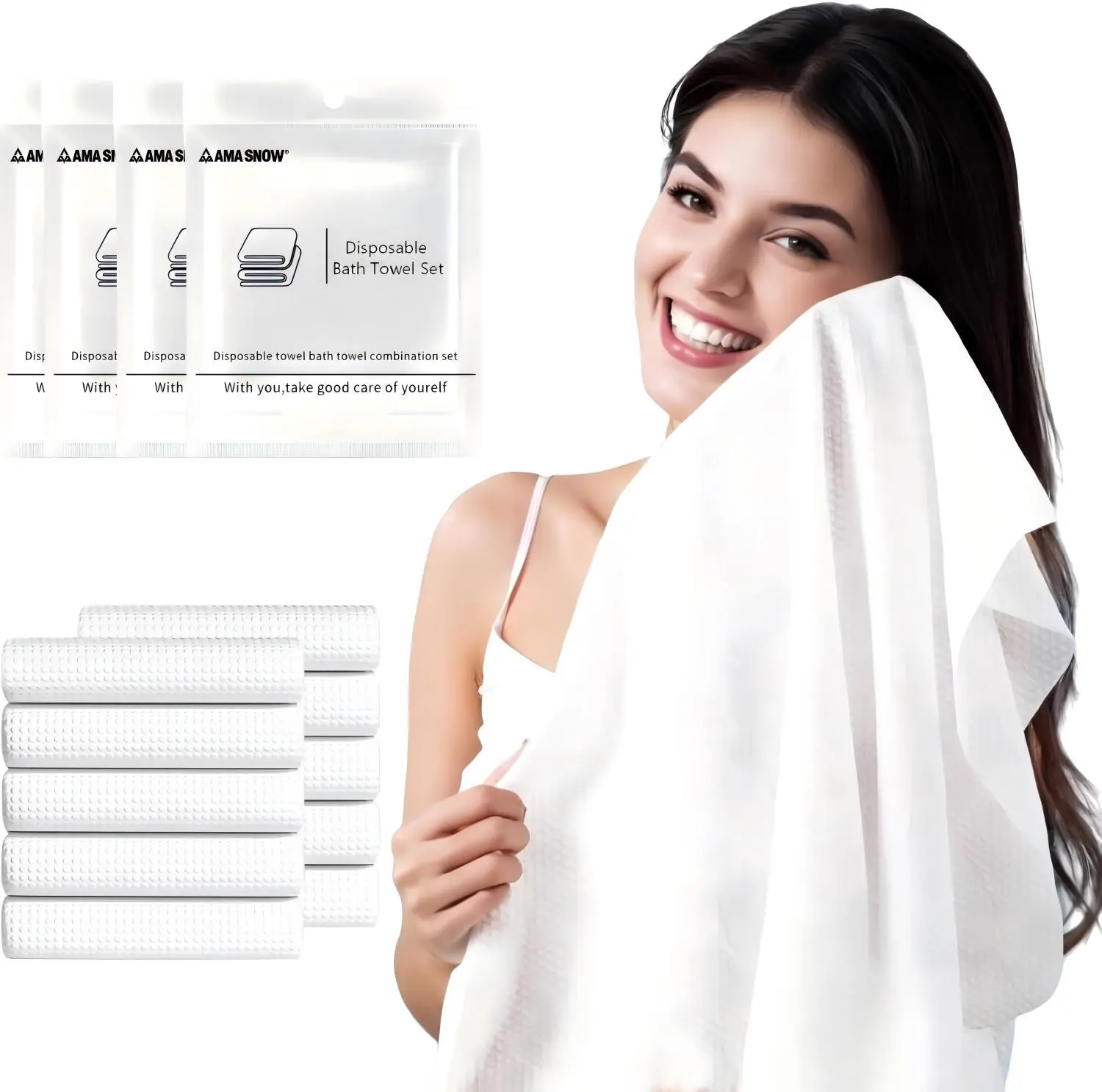 10 Pack Disposable Bath Towels 55''X27.5'’ Durable Portable Camping Towels | Large and thick individually vacuum packed for travel hotel business trip swimming pet towels sauna spa hot spring water play