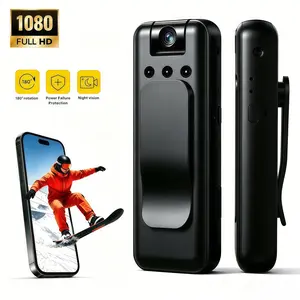 1080P Clip-On Body Camera, 2.4G WiFi, 180° Rotatable Lens, Night Vision, Motion Activated, Loop Recording, Auto File Save, Power Failure Protection, Audio Recording, Micro SD & Cloud Storage, Wearable Recorder for Patrol, Cycling, Camping, Vlogging