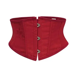 Wine Red Dobby Gothic Underbust Corset Boned Waist Trainer Vintage Sexy Body Shaper Slimming Women's Underwear Steampunk Clothes
