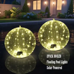 Unbranded Floating Pool Lights Ball Solar Powered LED Inflatable Waterproof 2 Pack 14 Inch