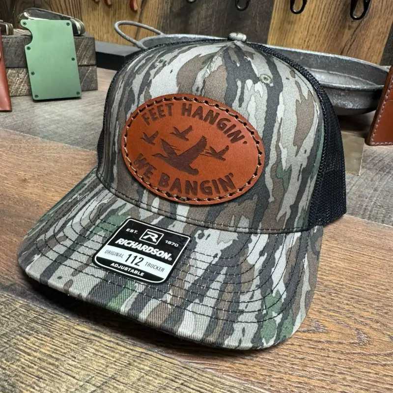 Duck Hunter Hat, Waterfowl, Wildfowling, Waterfowl Hunting, Feet Hangin,Duck Hunting, Hunting Hat, Leather Patch Hat, Gift, His Her, Dad
