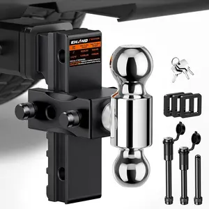 Ehaho Adjustable Trailer Hitch, Drop Hitch 2 Inch Receiver with 8 Inch Drop/Rise for Truck 12,500 LBS GTW, 360° Rotating Towing Hitch Balls Double Anti-Theft Locking Hitch Pins