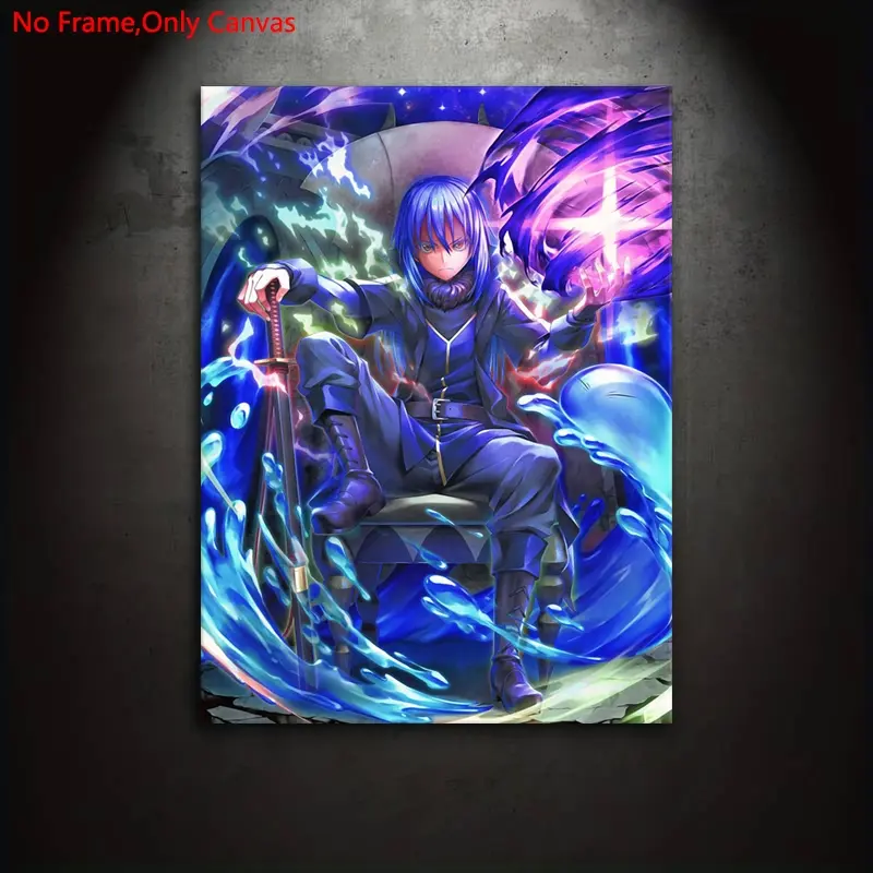 1 piece/set frameless canvas print, Unframed art print, Graphic prints, classic hot-blooded anime art, Rimuru Tempest, suitable for Japanese two-dimensional lovers, the perfect gift for home decor, Canvas Wall Art, Unique Artwork