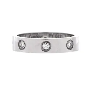 Pre-owned Cartier Love Wedding Band 8 Diamonds Ring 18K White Gold with Diamonds by Rebag