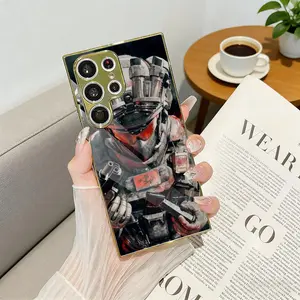 D-Delta F-Force Phone Case Electroplated Metal Frame Phone Case for Samsung Galaxy S25 S24 S23 S22 S21 Ultra, Mirror Tempered Glass Back Cover, Slim Shockproof Anti-Scratch Matte Protective Case with Camera Protection