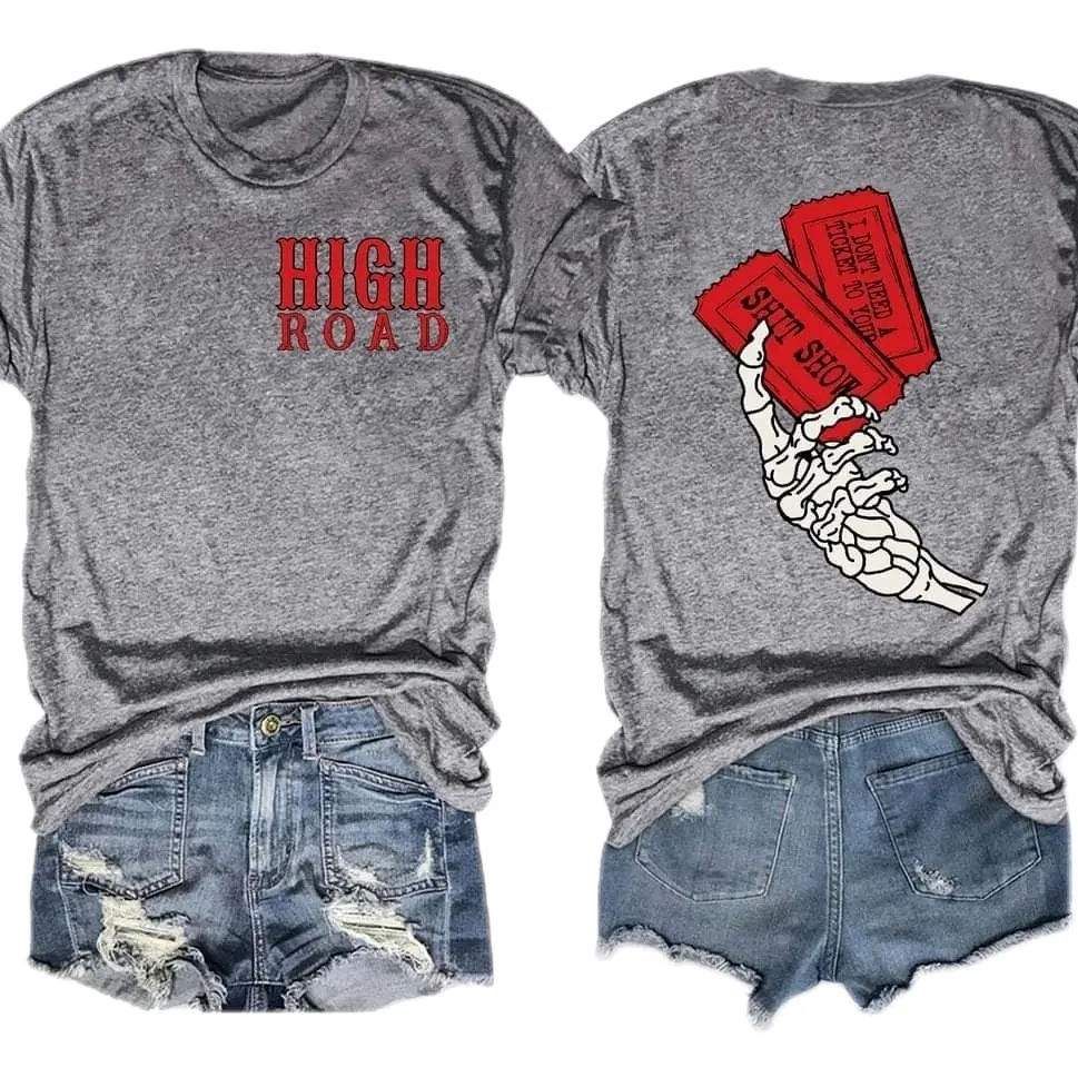 High Road Tickets Women's Custom Tee Shirt - Women's T-Shirt - Womenswear, Underwear Top Comfortable Comfort Statement Clothing Streetwear Lady