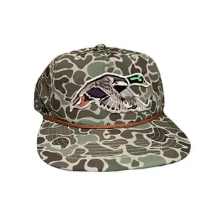 Mallard Duck Camo Rope Hat | Retro Snapback Cap 2026 | Upgraded Duck Hunting Hat | Outdoor Camo Aesthetic | Adjustable Trucker Hat | New Edition for Him