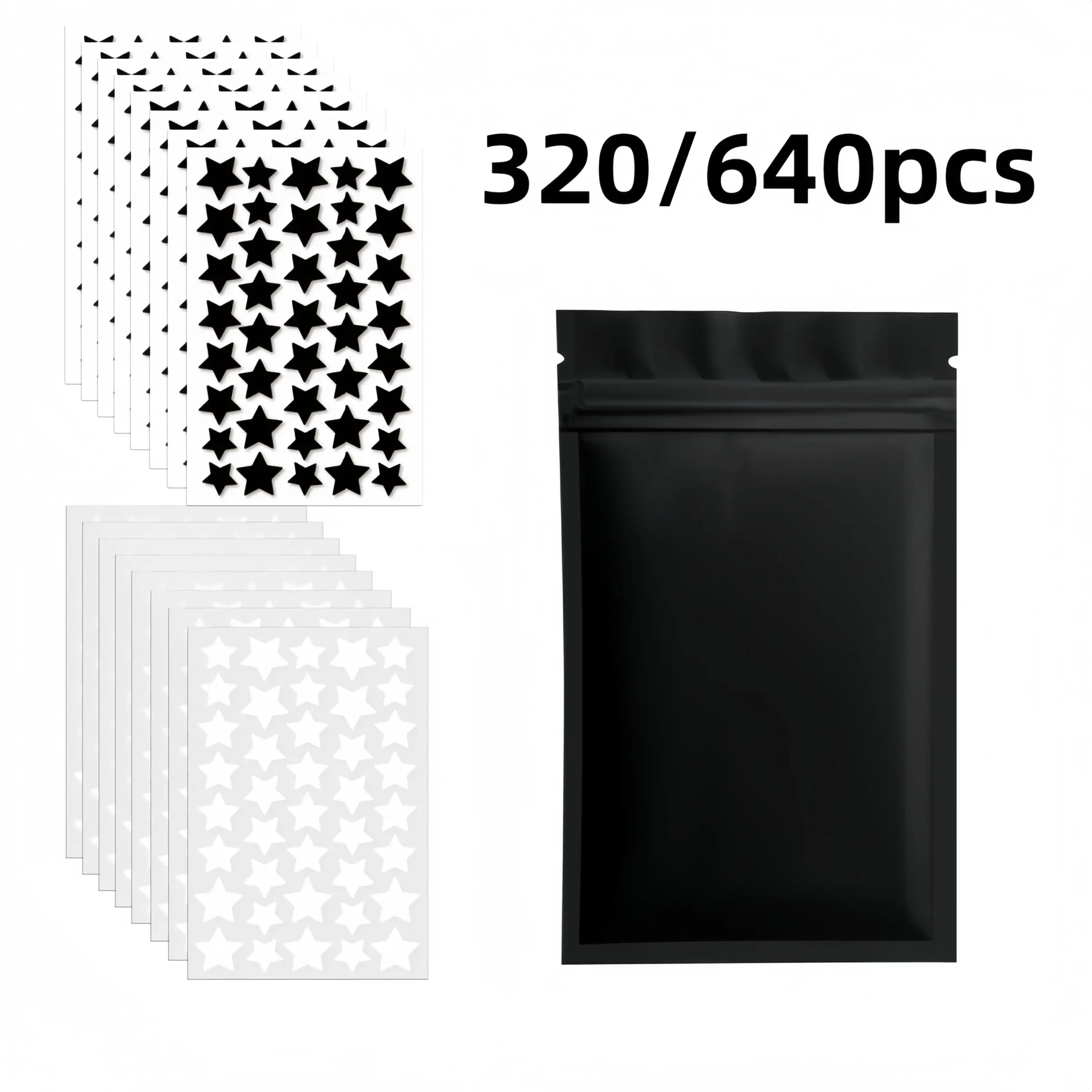 320/640pcs Black Star & Transparent Star Acne Patches Combo – Fashion Cute Star Shape Blemish Cover Stickers, Skin-Friendly Spot Protection, Daily Facial Care & Makeup Decoration, Acne Pimple Patch, Acne Clearing Products, Pimple Patch Bulk