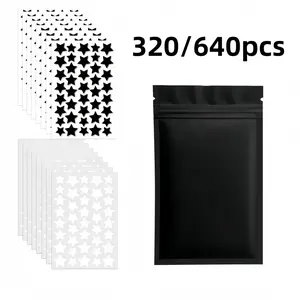 320/640pcs Black Star & Transparent Star Acne Patches Combo – Fashion Cute Star Shape Blemish Cover Stickers, Skin-Friendly Spot Protection, Daily Facial Care & Makeup Decoration, Acne Pimple Patch