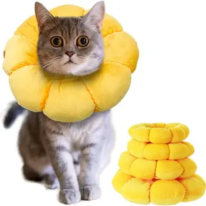 Cat Small Dog Recovery Collar, Cute Sunflower Neck Cone After Surgery, Adjustable Pet E Collar, Wound Healing Protective Cone Surgery Recovery Elizabethan Collars for Small Pet