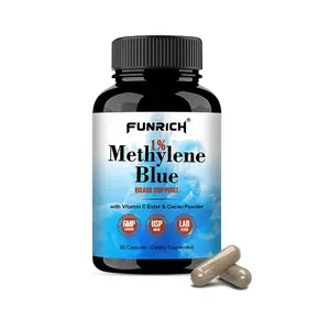FUNRICH Methylene Blue 1% Pharmaceutical Grade | 60 Capsules with Vitamin C Ester for Enhanced Absorption | Supports Memory, Focus, Clarity, Cognitive, Energy | Made in USA